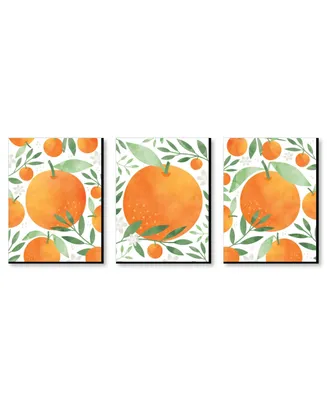 Little Clementine - Orange Citrus Wall Art and Kids Room Decor - 7.5" x 10" 3 Ct