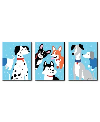 Pawty Like a Puppy - Dog Wall Art Room Decor - 7.5 x 10 inches - Set of 3 Prints