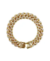 Adornia Women's Gold-Tone Plated Crystal Thick Cuban Curb Chain Bracelet