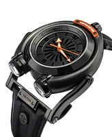 GV2 by Gevril Men's Triton Automatic Black Genuine Leather Strap Watch 49mm