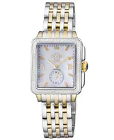 GV2 by Gevril Women's Bari Tortoise Swiss Quartz Diamond Accents Two-Tone Ss Ipyg Stainless Steel Bracelet Watch 34mm x 30mm