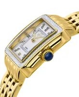 GV2 by Gevril Women's Padova Gemstone Swiss Quartz Diamond Accent Ion Plating Gold-Tone Stainless Steel Bracelet Watch 27mm x 30mm