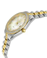 GV2 by Gevril Women's Naples Swiss Quartz Diamond Two-Toned Ss Ipyg Stainless Steel Bracelet Watch 32mm