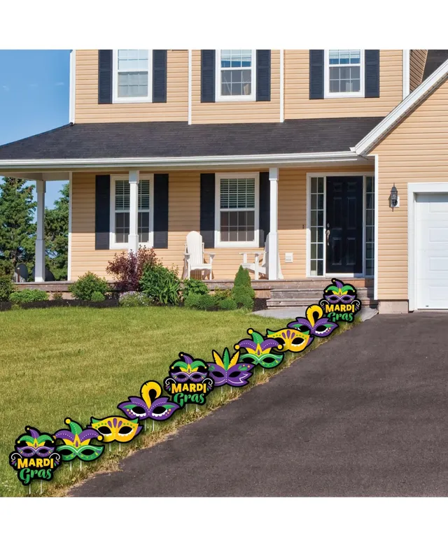 VictoryStore Jumbo Mardi Gras Yard Decoration Set, Masquerade Party Outdoor  Decorations, 10 Piece Set, 20053