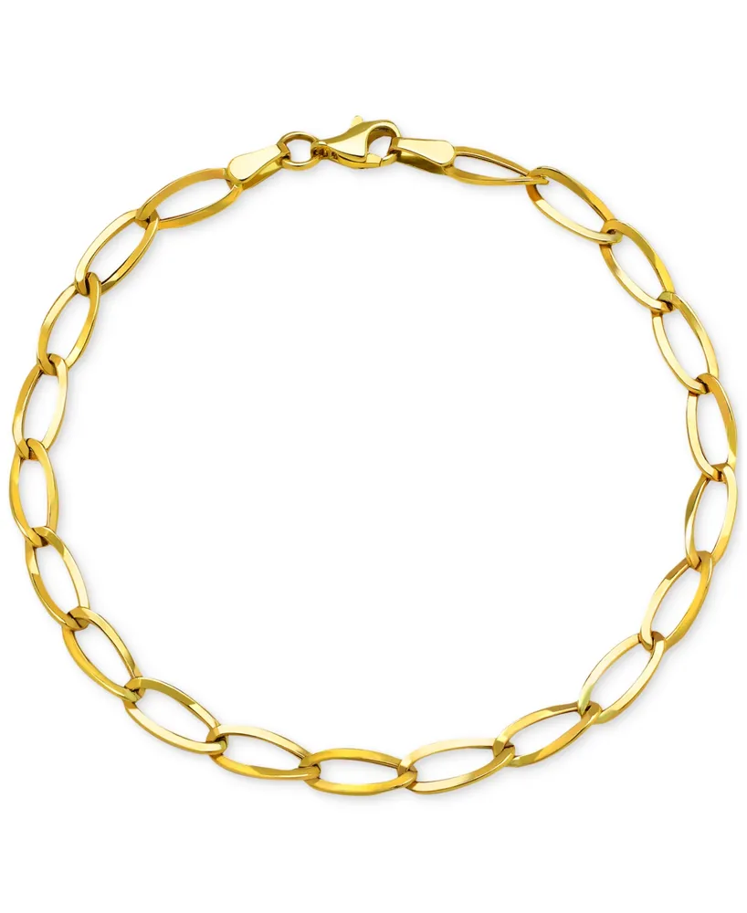 Elongated Polished Link Chain Bracelet in 10k Gold