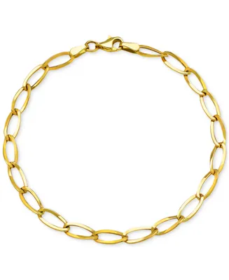 Elongated Polished Link Chain Bracelet in 10k Gold