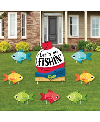 Let's Go Fishing - Lawn Decor - Birthday or Baby Shower Yard Signs - Set of 8