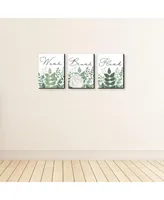 Big Dot of Happiness Boho Botanical Bathroom Rules Wall Art - 7.5 x 10 in 3 Signs Wash, Brush, Flush