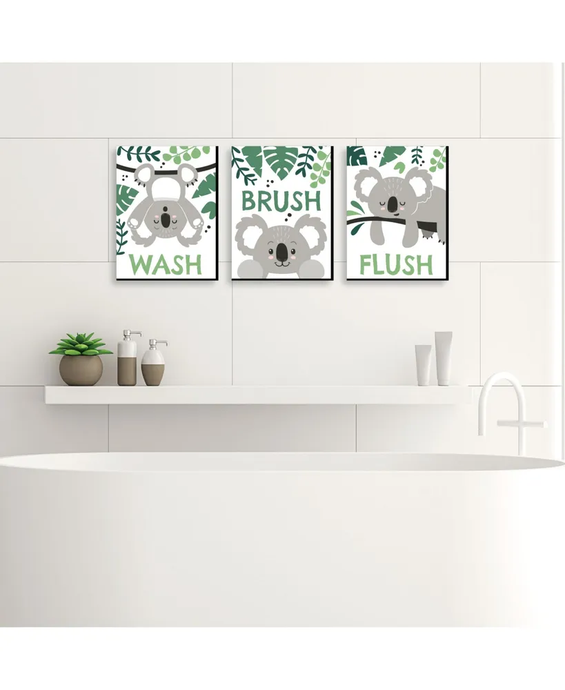 Koala Cutie Bear Kids Bathroom Rules Wall Art 7.5 x 10" 3 Ct