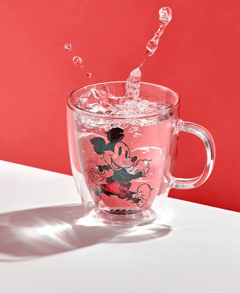 JoyJolt Mickey Mouse Glitch Double Wall Coffee Mugs, 2 Piece