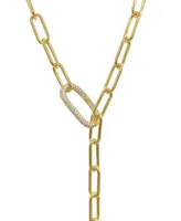 Adornia Women's 14K Gold-Tone Plated Y-Shaped Lariat Crystal Lock Necklace