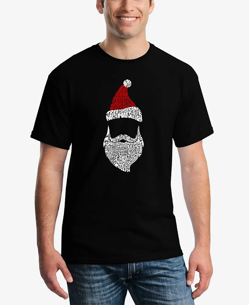 La Pop Art Men's Santa Claus Word T-shirt