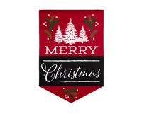 Evergreen Merry Christmas Garden Burlap Flag