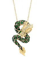 Effy Tsavorite (5/8 ct. t.w.) & Diamond (1/8 ct. t.w.) Dragon 18" Pendant Necklace in 14k Gold