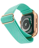 WITHit Teal Woven Elastic Band designed for Apple Watch 42mm (Series 10) & 38/40/41mm - Teal, Rose Gold