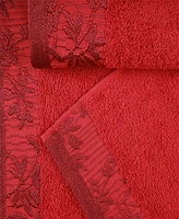 Superior Wisteria Floral Embroidered Jacquard Border Cotton 2 Pieces Bath Towel Set