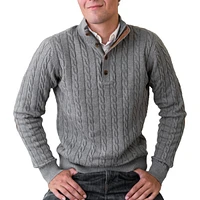 Hope & Henry Men's Organic Mock Neck Button Placket Sweater