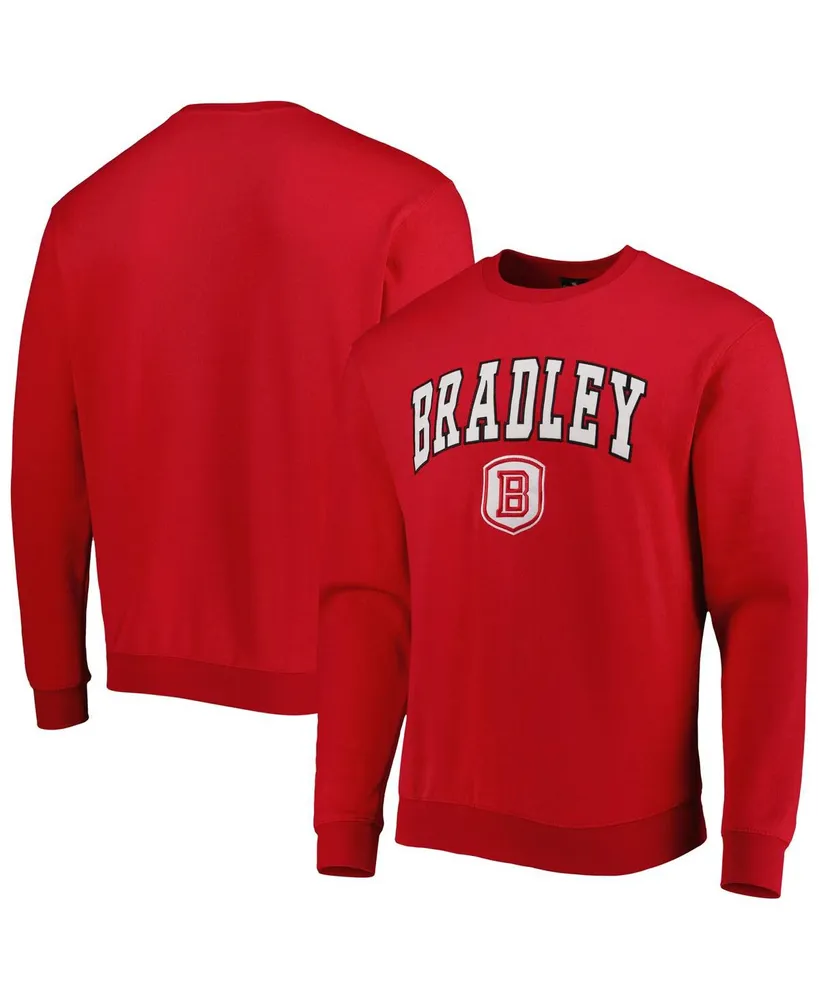 Men's Colosseum Red Bradley Braves Arch Over Logo Pullover Sweatshirt