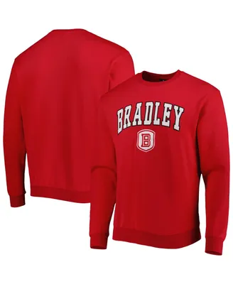 Men's Colosseum Red Bradley Braves Arch Over Logo Pullover Sweatshirt