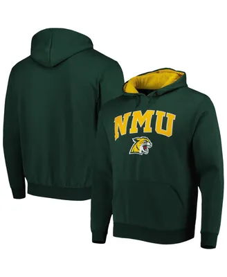 Men's Colosseum Green Northern Michigan Wildcats Arch & Logo Pullover Hoodie