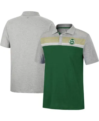 Men's Colosseum Green, Heathered Gray Colorado State Rams Caddie Polo Shirt