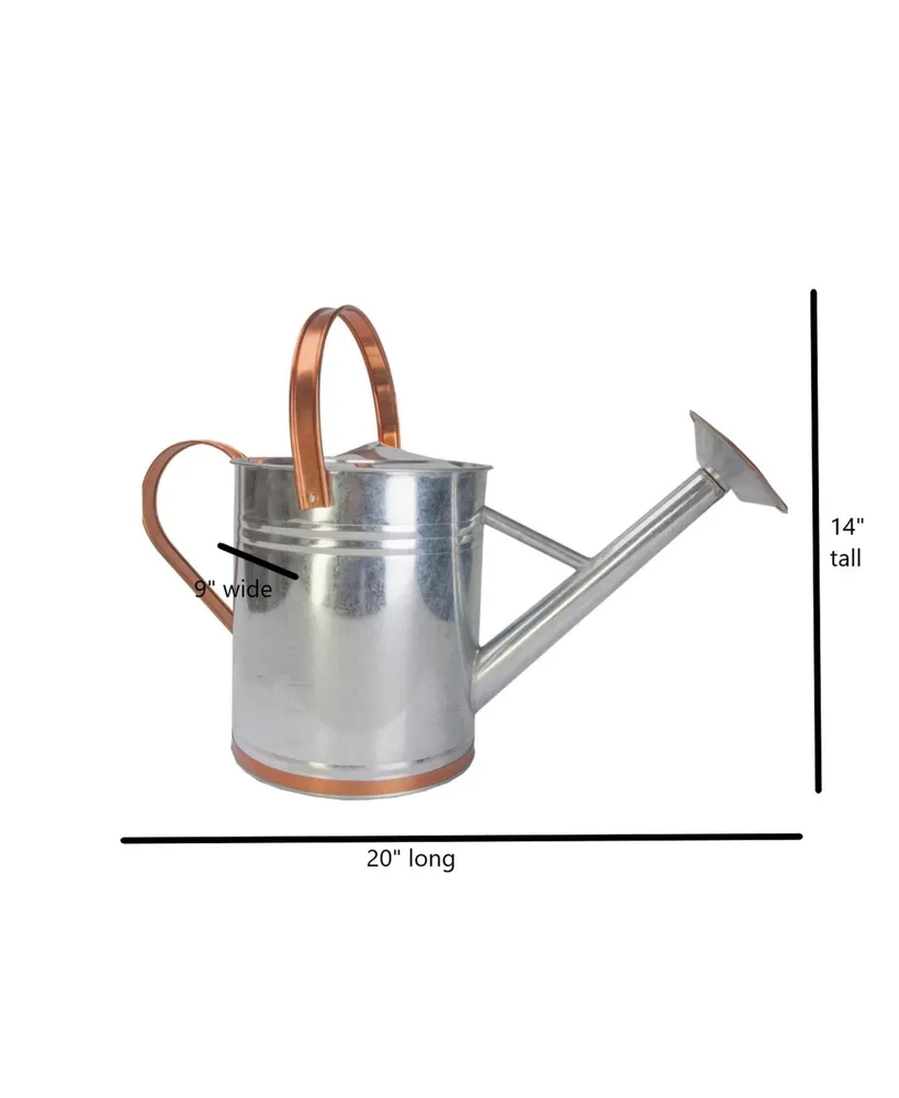 Panacea Metal Watering Can, Galvanized Silver/Copper Accents, 2 Gal
