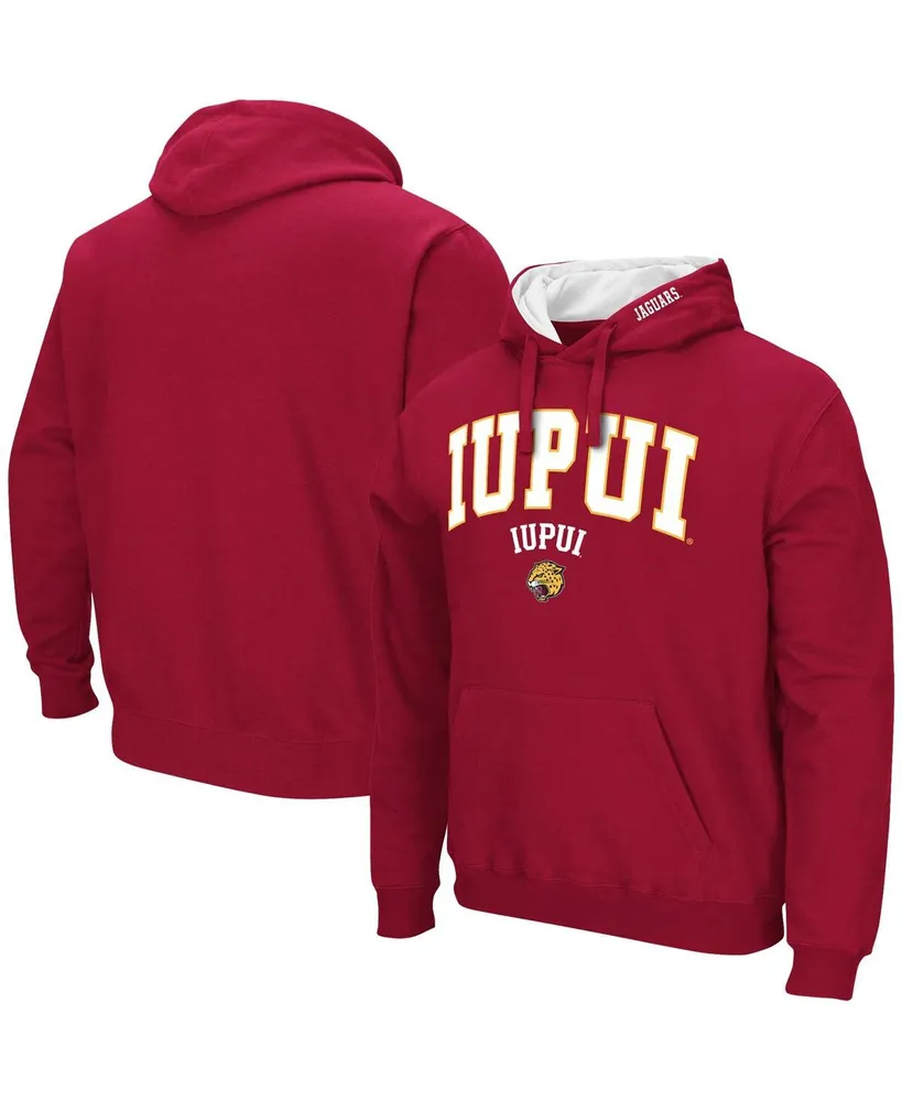 Men's Colosseum Crimson Iupui Jaguars Arch & Logo Pullover Hoodie