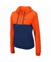 Women's Colosseum Orange, Navy Virginia Cavaliers Aidan Lightweight Quarter-Zip Hoodie