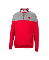 Men's Colosseum Heathered Gray, Scarlet Nebraska Huskers Be the Ball Quarter-Zip Top