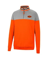 Men's Colosseum Heathered Gray, Orange Oklahoma State Cowboys Be the Ball Quarter-Zip Top