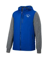 Men's Colosseum Royal, Charcoal Air Force Falcons Course Herringbone Full-Zip Hoodie