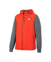 Men's Colosseum Orange, Charcoal Clemson Tigers Course Herringbone Full-Zip Hoodie