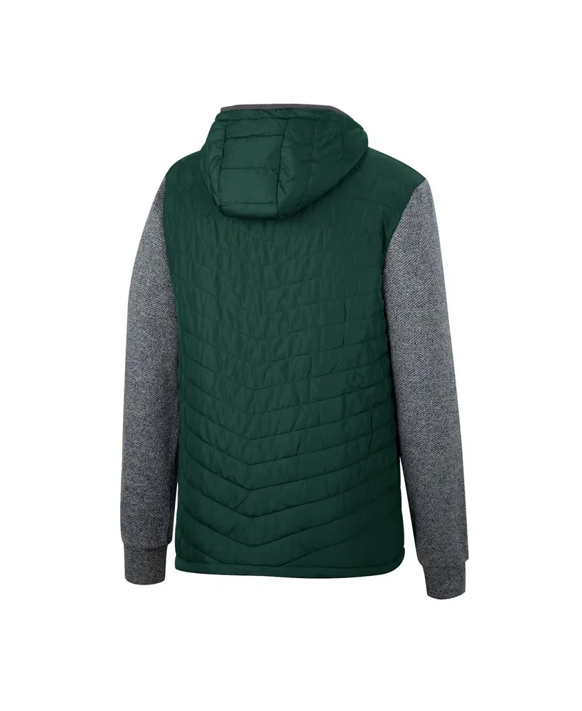 Men's Colosseum Green Michigan State Spartans Course Herringbone Full-Zip Hoodie