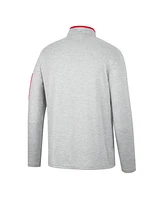 Men's Colosseum Heathered Gray, Red Nc State Wolfpack Country Club Windshirt Quarter-Zip Jacket