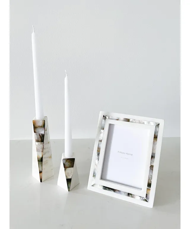 White Mother of Pearl White Marble Picture Frame, 4x6 - Anaya