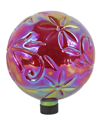 Gardener's Select GSA14BFG04 Red Flower Glass Gazing Globe, 10