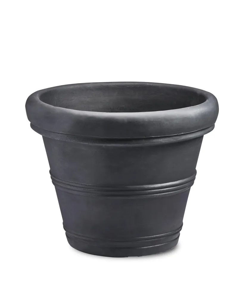 Crescent Garden Brunello Classic Rolled-Rim Plant Pot, 16" Caviar Black