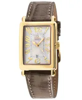 Gevril Women's Avenue of Americas Mini Swiss Quartz Brown Italian Leather Strap Watch 25mm x 32mm