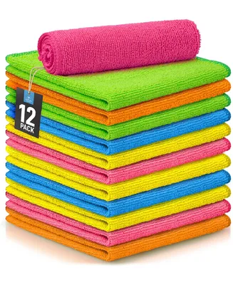 Zulay Kitchen 12 Pack Highly Absorbent Microfiber Cleaning Cloths - Assorted Pre