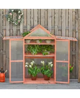 32" x 19" x 54" Wooden Cold Frame Greenhouse Pc Board Orange