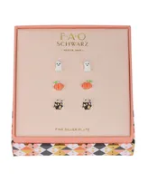 Fao Schwarz Pumpkin, Ghost and Haunted House Trio Earring Set, 6 Pieces