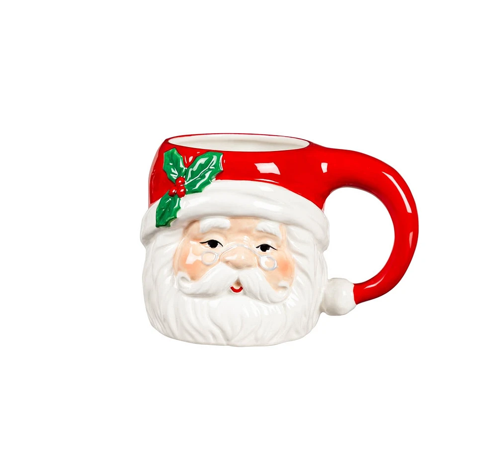 Evergreen Ceramic Cup, 20 Oz, Shaped Mr. Santa