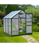 Outsunny 6' x 6' x 7 Greenhouse Aluminum Frame Walk-In Garden Polycarbonate