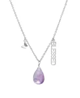 Macy's Amethyst Pear Shape Bead 16mm Charm Necklace in Fine Silver Plated Brass