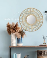 Round Rattan Boho Decorative Wall Mirror