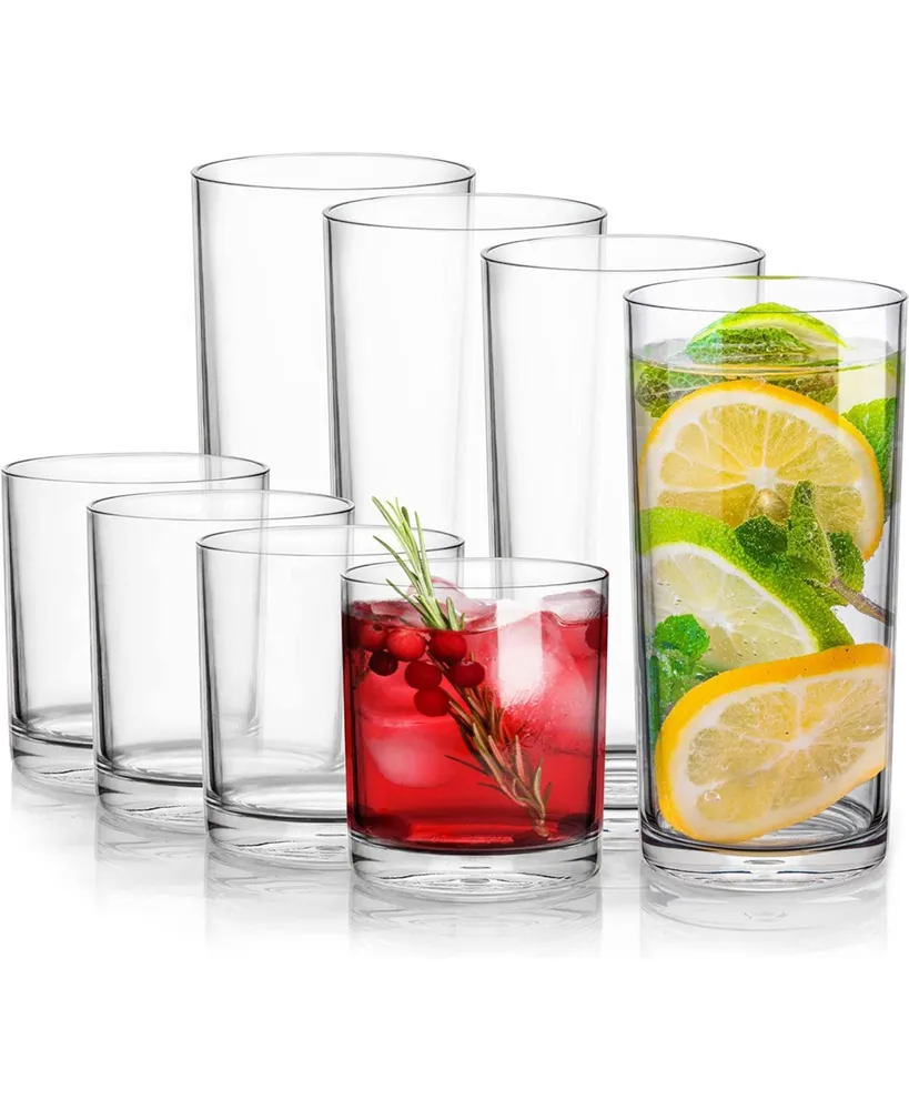 Zulay Kitchen Unbreakable Plastic Tumblers Drinking Glasses Set of 8 Clear