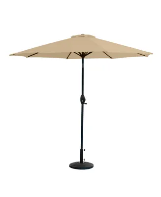 WestinTrends 9 Ft Outdoor Patio Market Umbrella with Decorative Round Resin Base