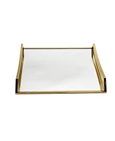 Classic Touch Square Mirror Tray with Handles