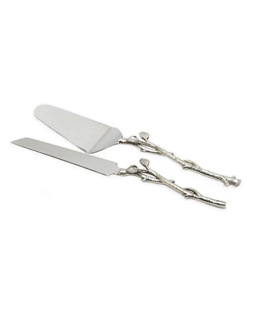 Classic Touch Cake Server and Knife Set with Leaf Design