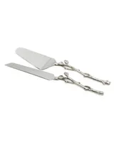 Classic Touch Cake Server and Knife Set with Leaf Design